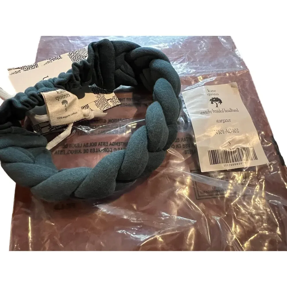 NWT Kate Quinn Stargazer Blue Organic Cotton Stretchy Braided Headband S Small